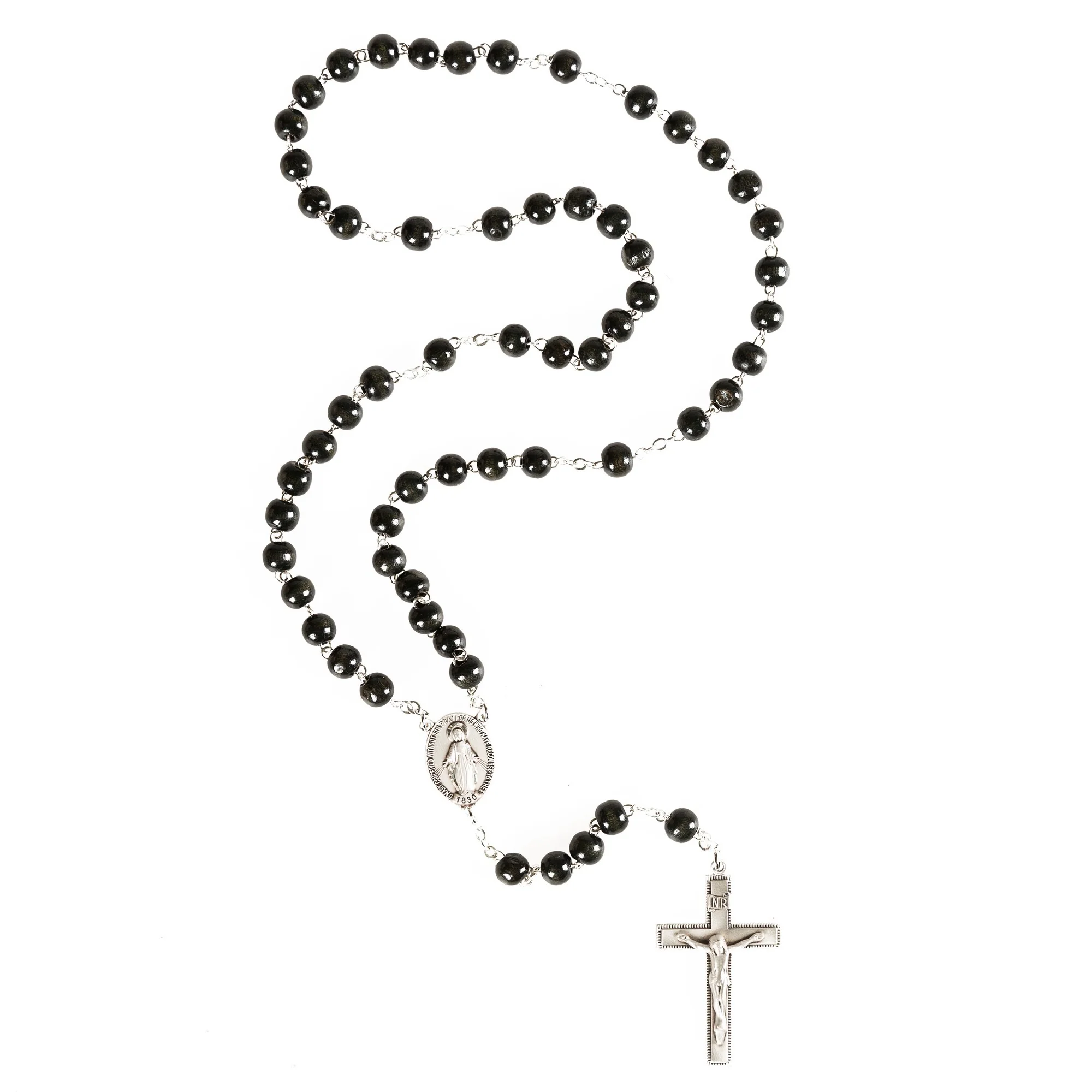 Sterling Silver Black Wood Rosary - Image 2
