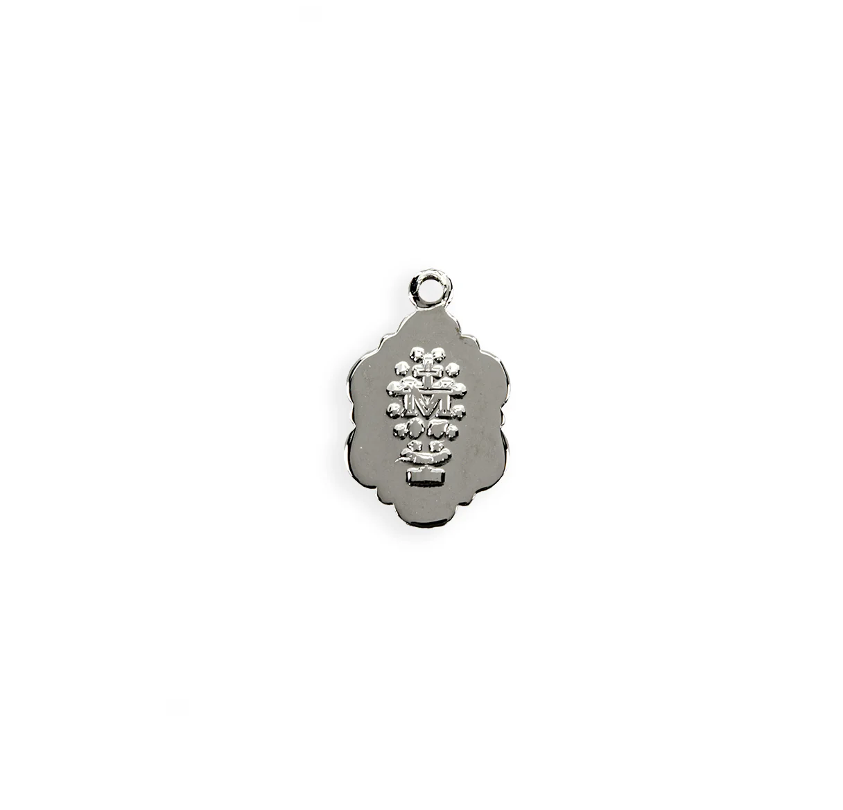 Sterling Silver Blue Scalloped Miraculous Medal Necklace - Image 2