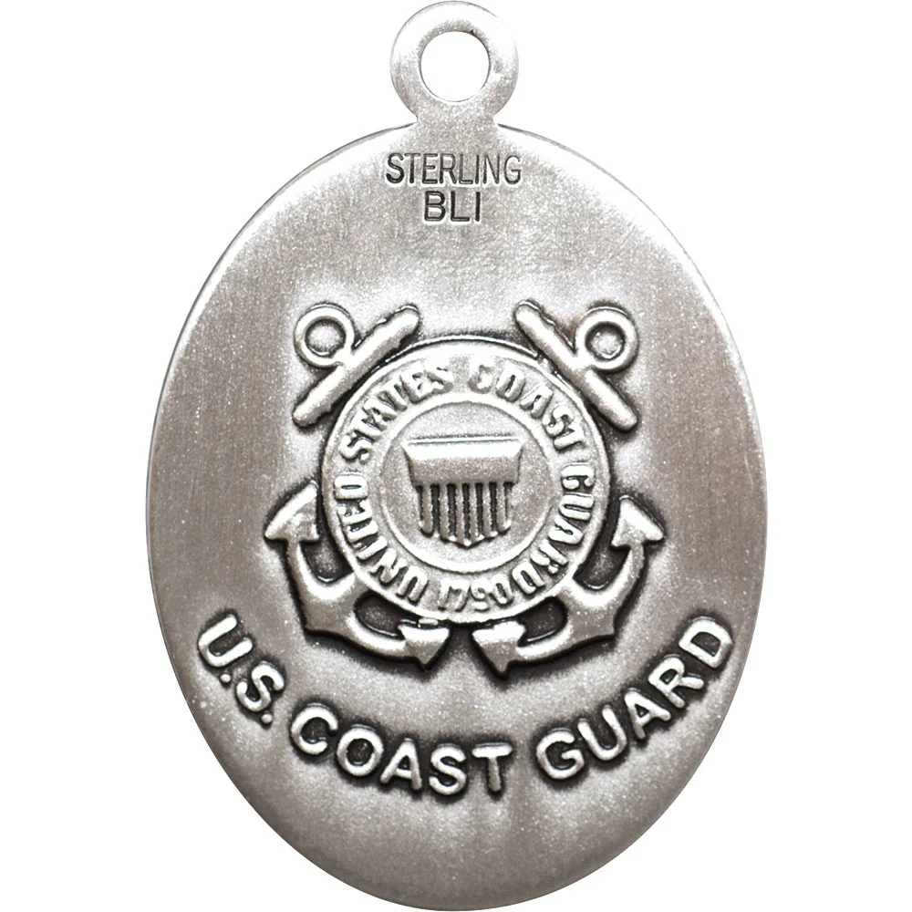 Sterling Silver Cross / Coast Guard Pendant 1 1/8 X 3/4" - Image 2
