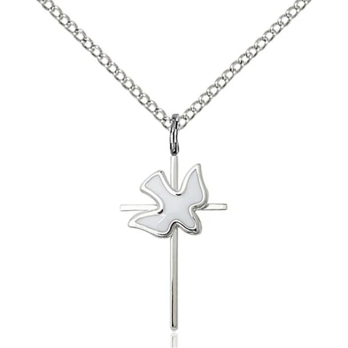 Sterling Silver Cross / Holy Spirit Pendant 3/4 X 3/8"
