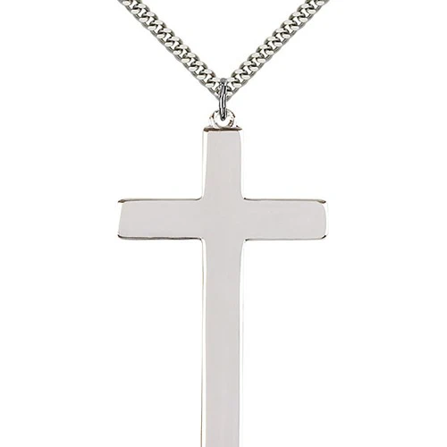 Sterling Silver Cross Pendant 2 1/2 X 1 3/8"