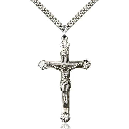 Sterling Silver Crucifix Pendant 1 3/4 X 1"