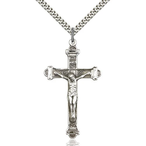 Sterling Silver Crucifix Pendant 1 7/8 X 1"