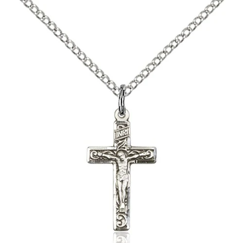 Sterling Silver Crucifix Pendant 3/4 X 3/8 Inch