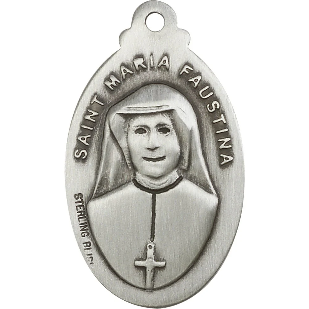Sterling Silver Divine Mercy Pendant 1 18 X 5/8" - Image 2