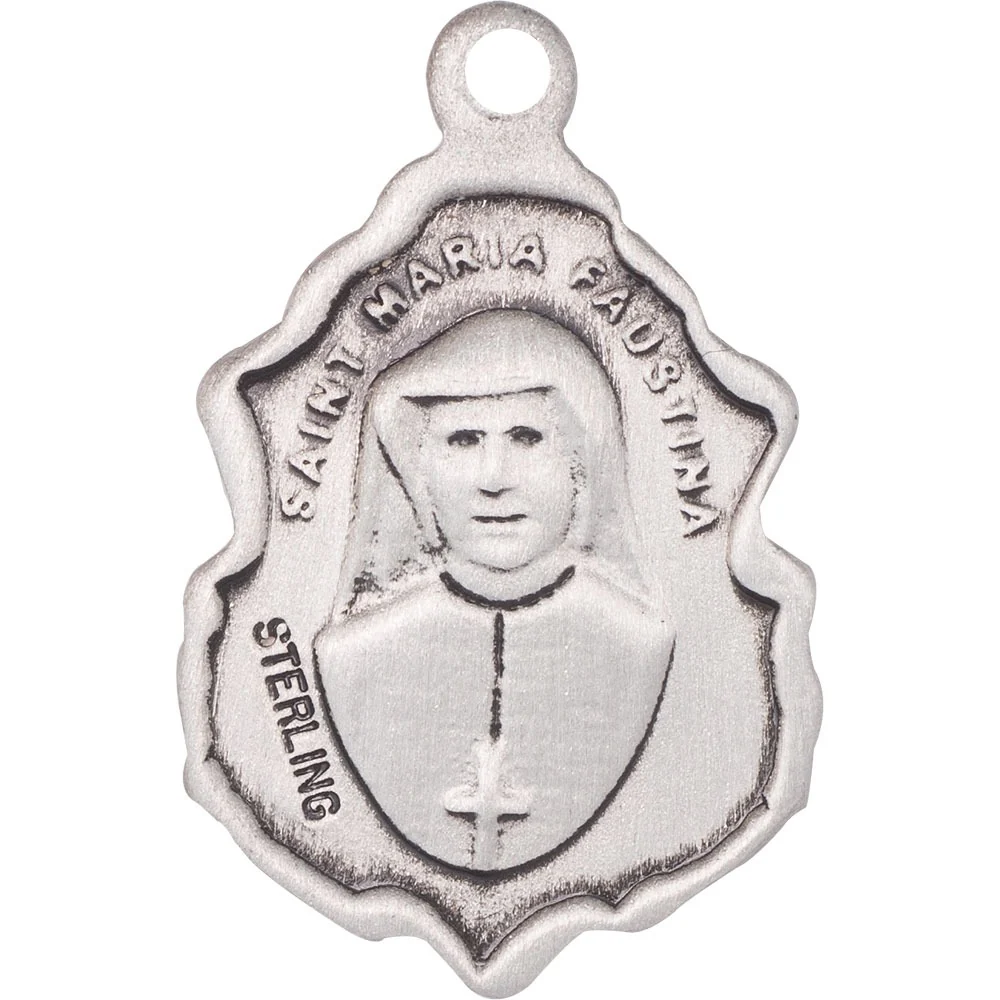 Sterling Silver Divine Mercy Pendant 3/4 X 1/2" - Image 2