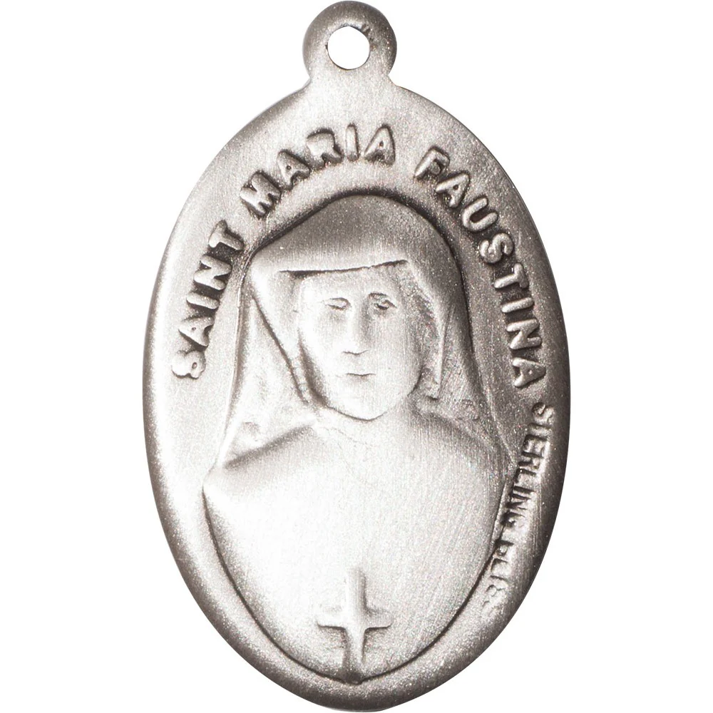 Sterling Silver Divine Mercy Pendant 7/8 X 1/2" - Image 2
