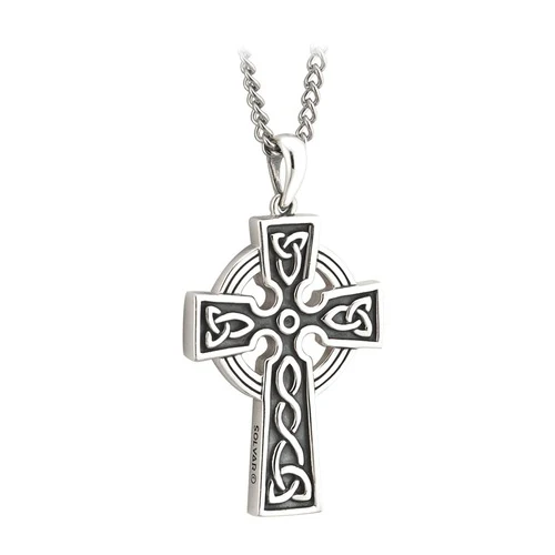 Sterling Silver Double Sided Celtic Cross Necklace - Image 3