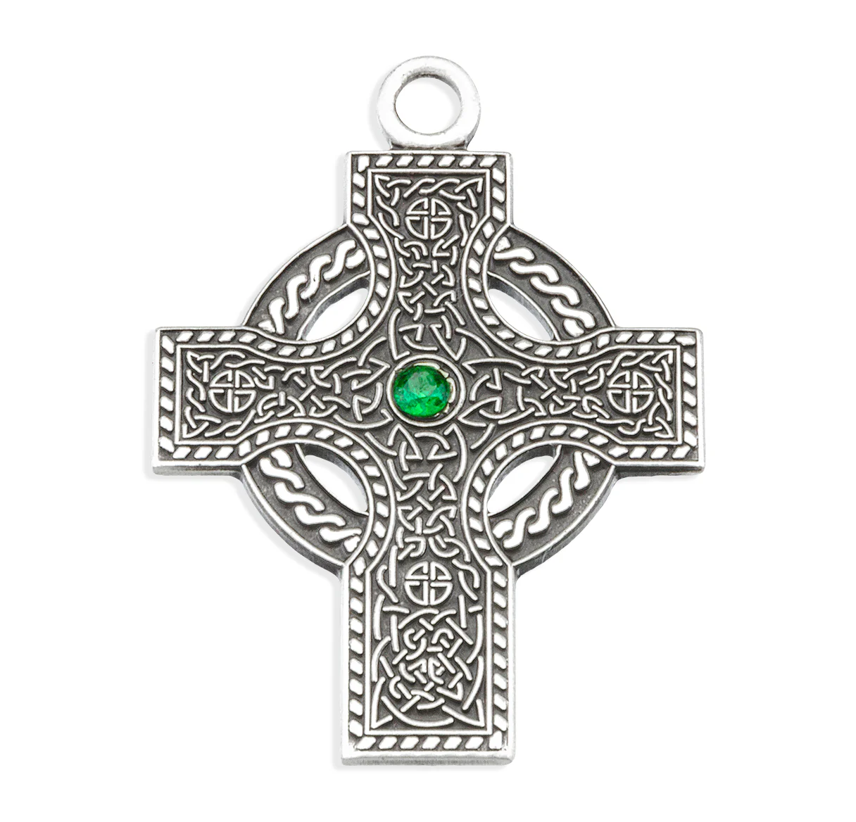 Sterling Silver Emerald Celtic Cross Necklace - Image 2