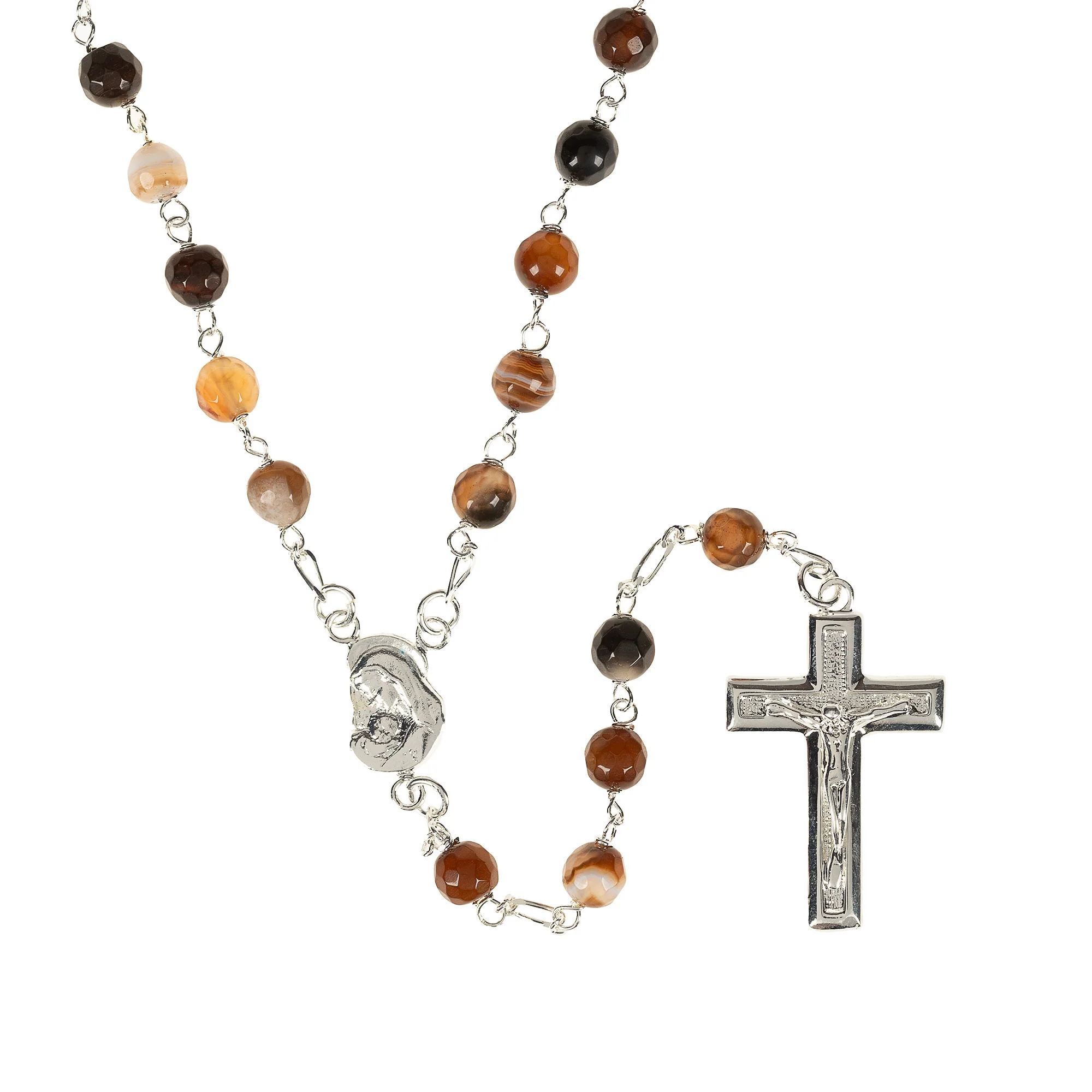 Sterling Silver Faceted Agate Rosary - Multiple Colors - Image 4