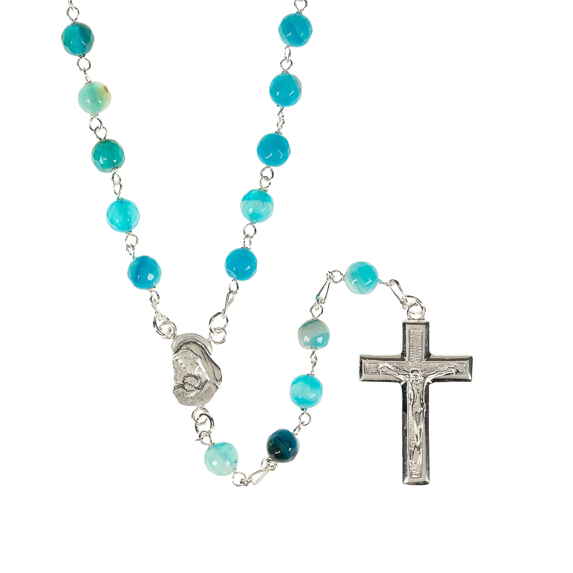 Sterling Silver Faceted Agate Rosary - Multiple Colors - Image 5