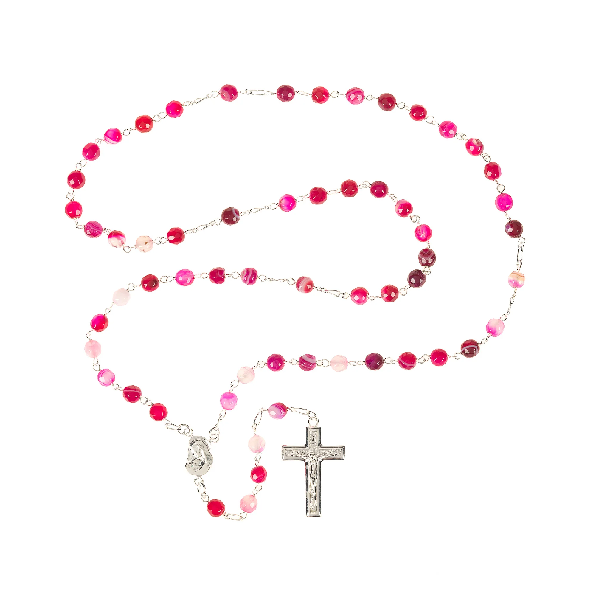 Sterling Silver Faceted Agate Rosary - Multiple Colors - Image 6