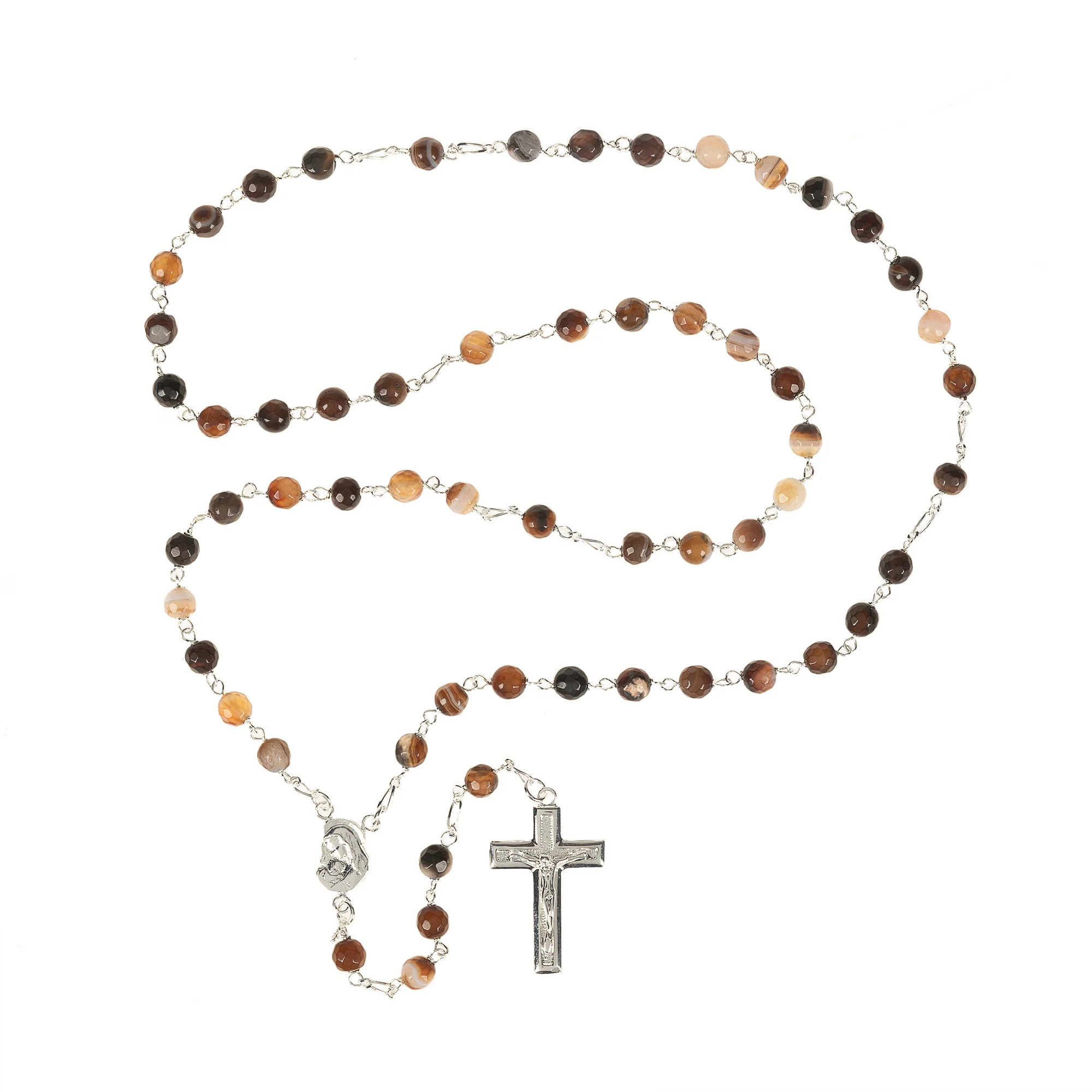 Sterling Silver Faceted Agate Rosary - Multiple Colors - Image 7