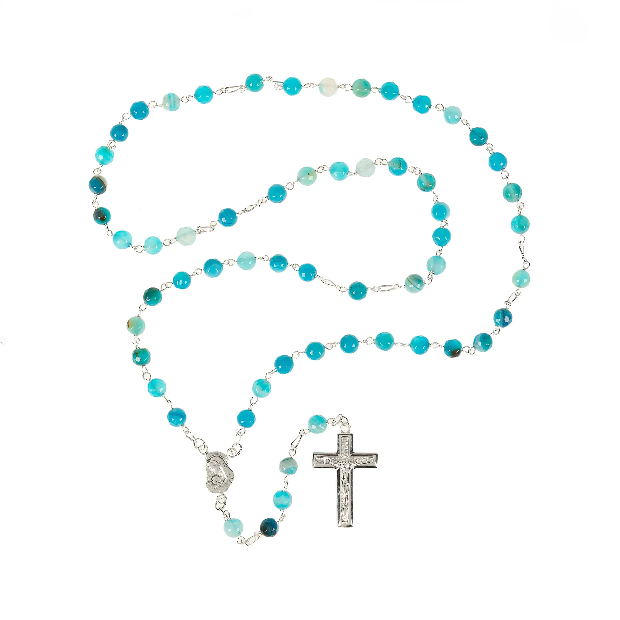 Sterling Silver Faceted Agate Rosary - Multiple Colors - Image 8
