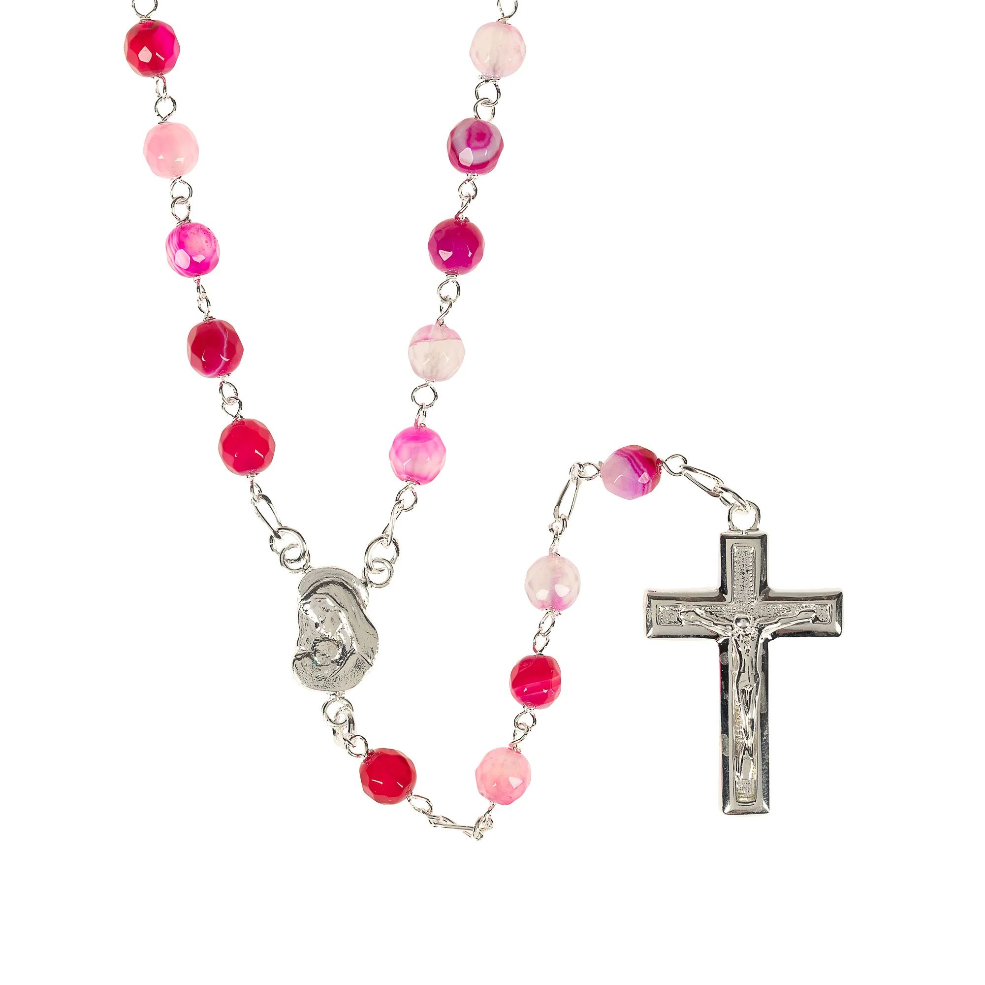 Sterling Silver Faceted Agate Rosary - Multiple Colors - Image 9