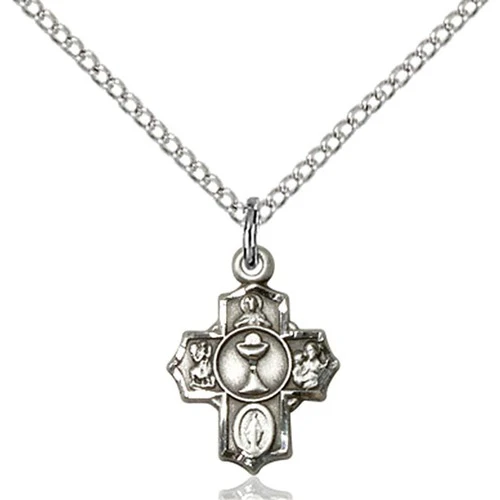 Sterling Silver First Communion 5-Way Petite Pendant