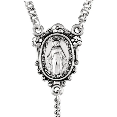 Sterling Silver Fluted Rosary & Rosary Pouch - Image 2