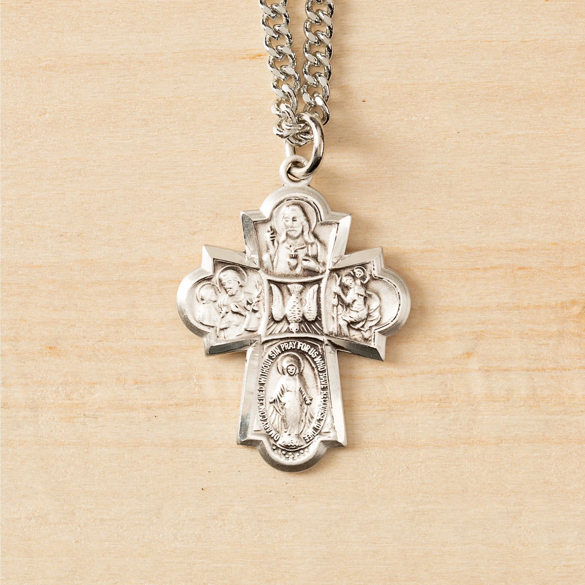 Sterling Silver Four-Way Medal on 24 inch chain - 2003487
