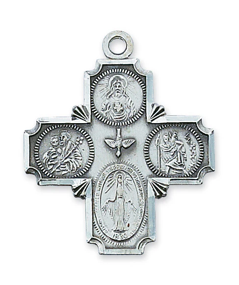 Sterling Silver Four-Way Medal on 24 inch chain - 2003492