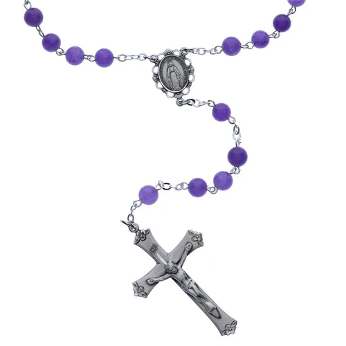 Sterling Silver Genuine Amethyst Rosary - Image 2