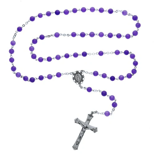 Sterling Silver Genuine Amethyst Rosary - Image 3