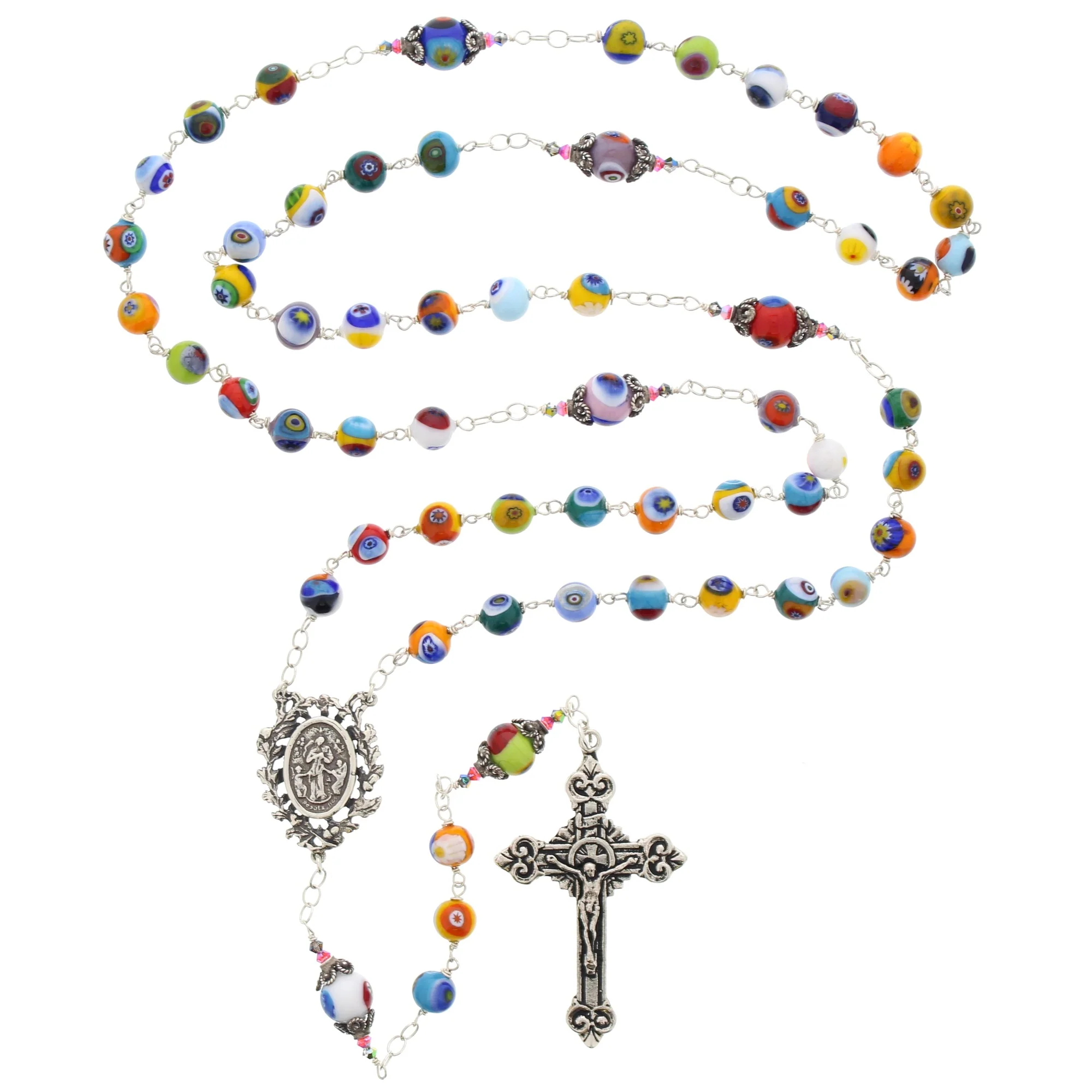 Sterling Silver Genuine Murano Italian Glass Rosary