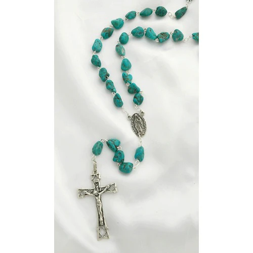 Sterling Silver Genuine Turquoise Nugget Rosary