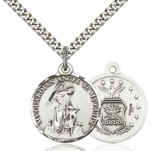 Sterling Silver Guardain Angel / Air Force Pendant