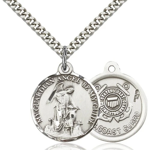 Sterling Silver Guardain Angel / Coast Guard Pendant