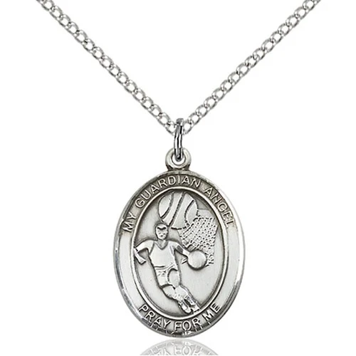 Sterling Silver Guardian Angel / Basketball Pendant