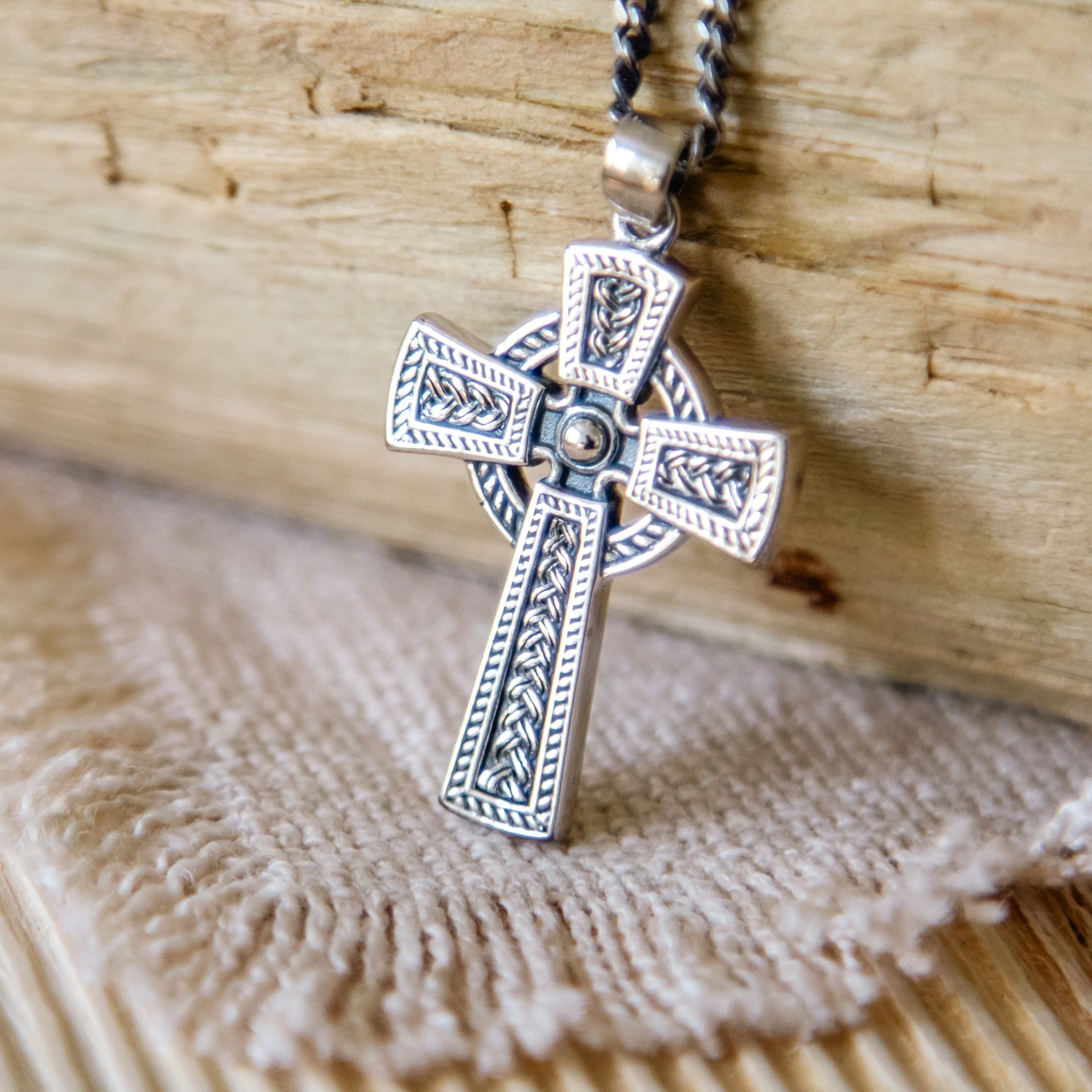 Sterling Silver Heavy Celtic Cross Necklace - Image 2
