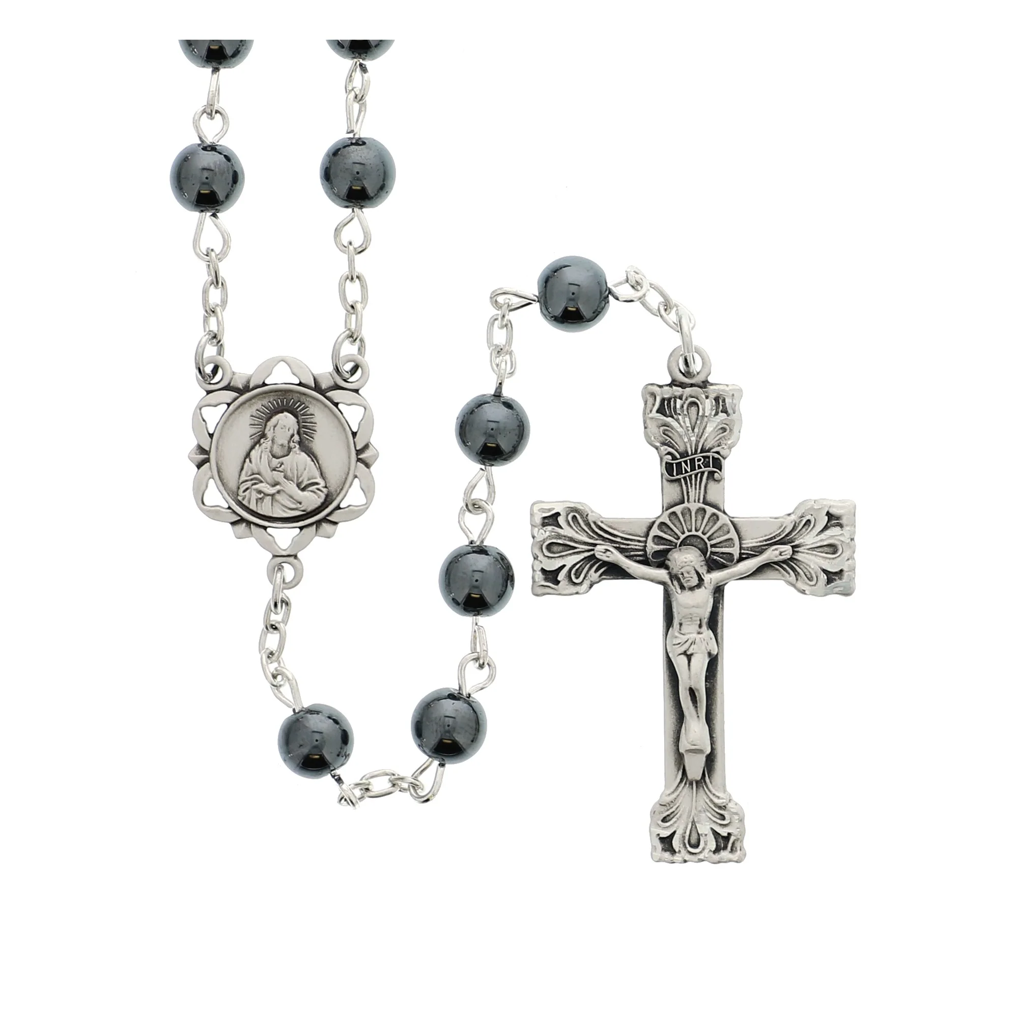 Sterling Silver Hematite Bead Rosary - Image 2