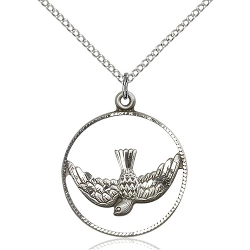 Sterling Silver Holy Spirit Pendant 1 X 7/8"
