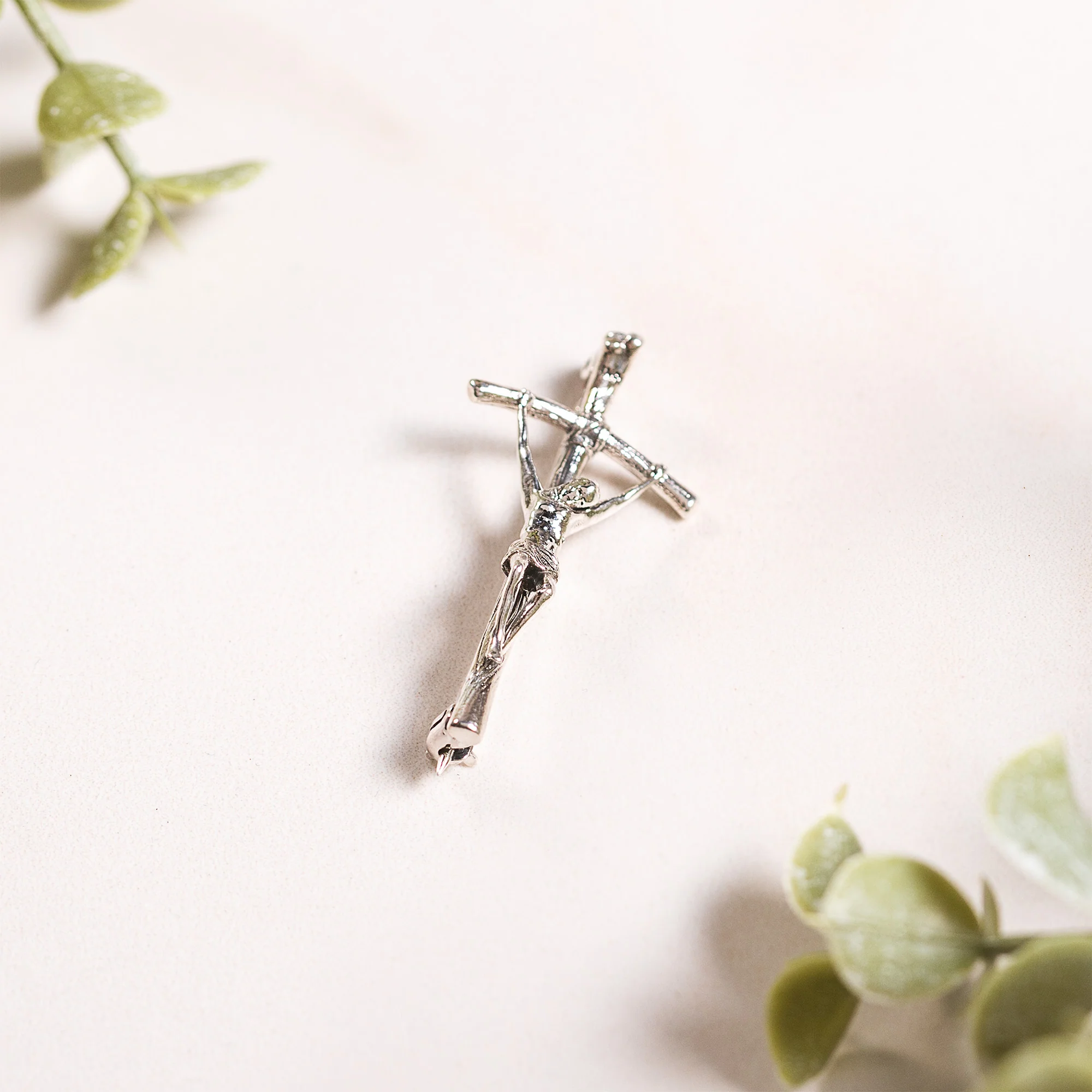 Sterling Silver JPII Crucifix Bar Lapel Pin