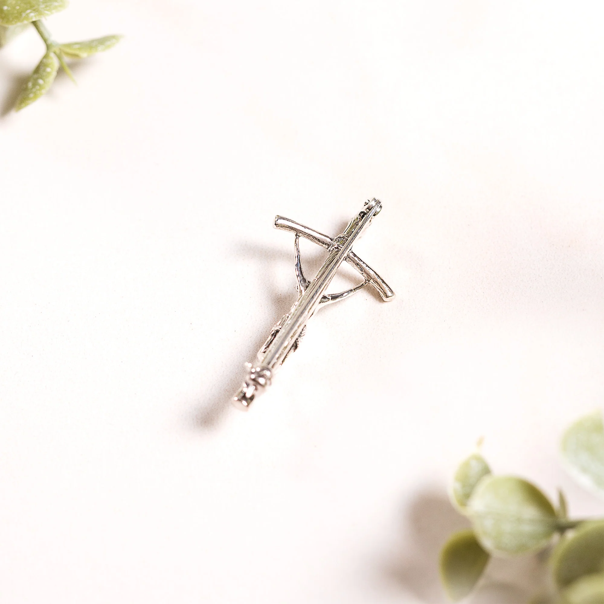 Sterling Silver JPII Crucifix Bar Lapel Pin - Image 2