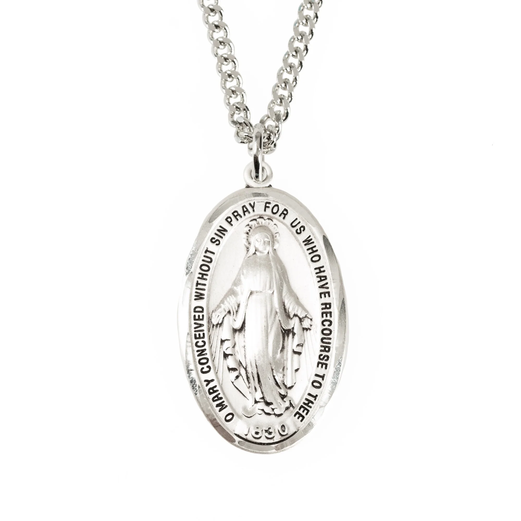 Sterling Silver Miraculous Medal on 24 inch chain - Image 3