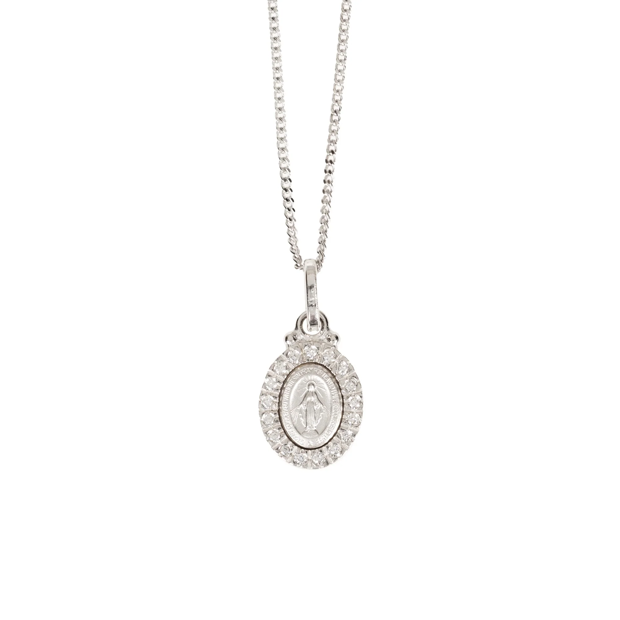 Sterling Silver Miraculous Medal with Swarovski Stones - Image 4