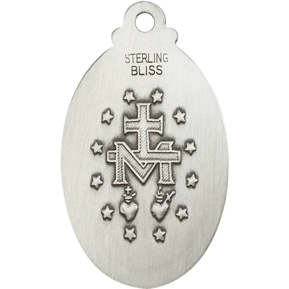 Sterling Silver Miraculous Pendant 1 18 X 5/8 Inch - Image 2