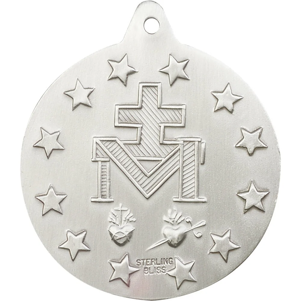 Sterling Silver Miraculous Pendant 1 3/8 X 1 1/4" - Image 2
