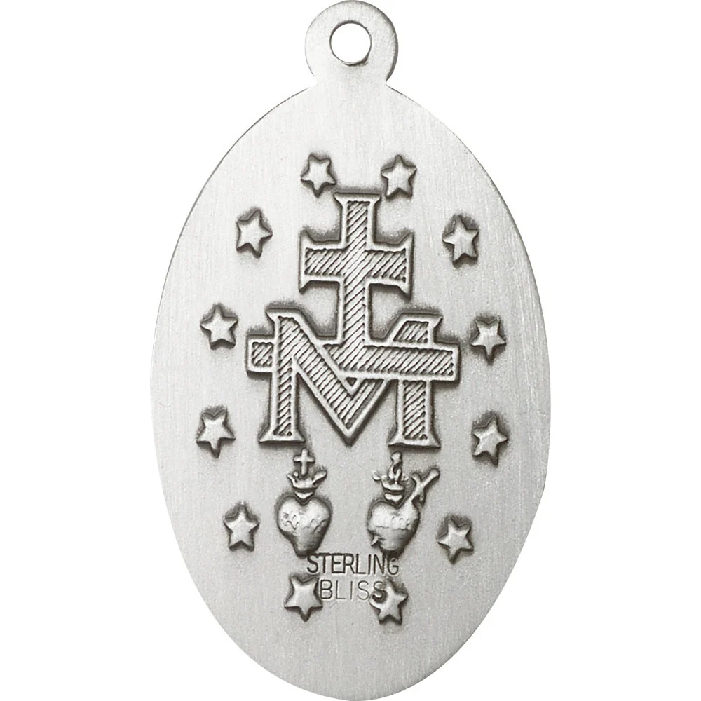 Sterling Silver Miraculous Pendant 1 3/8 X 3/4 Inch - Image 2