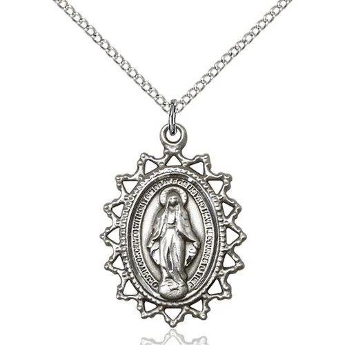 Sterling Silver Miraculous Pendant 1 X 3/4"