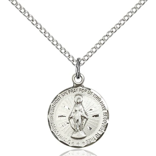 Sterling Silver Miraculous Pendant 5/8 X 1/2"
