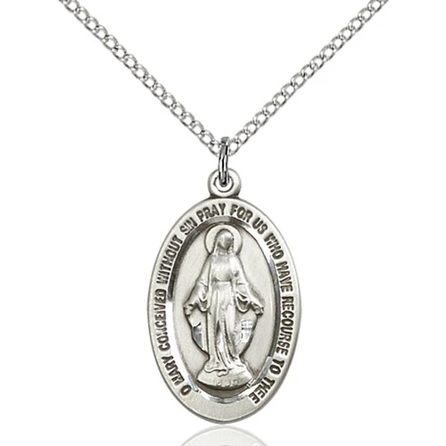 Sterling Silver Miraculous Pendant 7/8 X 1/2"