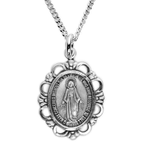 Sterling Silver Miraculous Pendant On 18 Inch Chain - Image 3