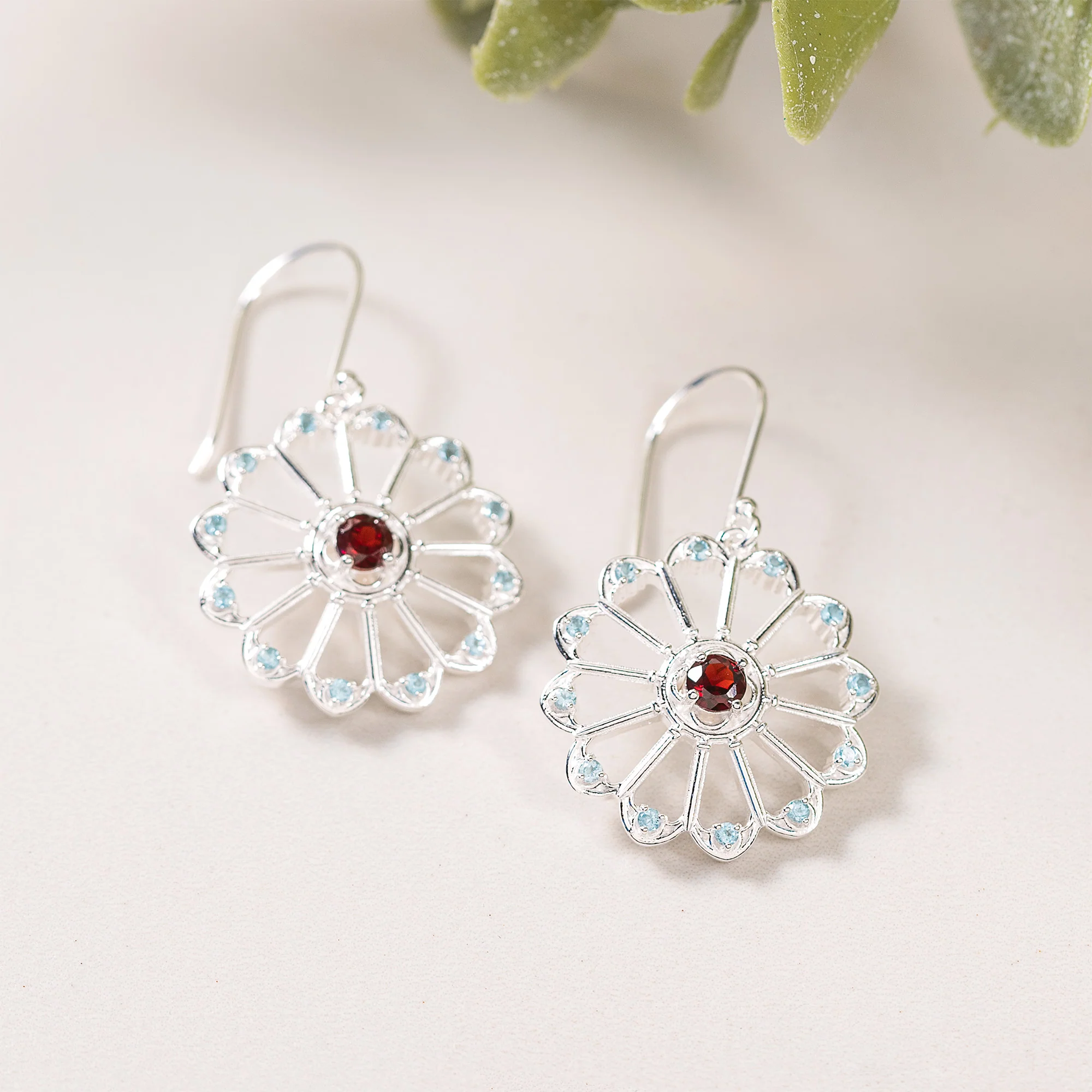 Sterling Silver Notre Dame Rose Window Earrings - With or Without Jewel Inlay - Image 2