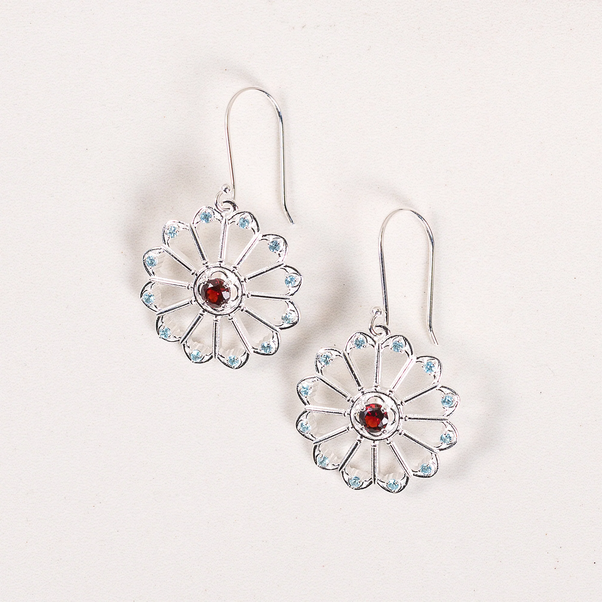 Sterling Silver Notre Dame Rose Window Earrings - With or Without Jewel Inlay - Image 3