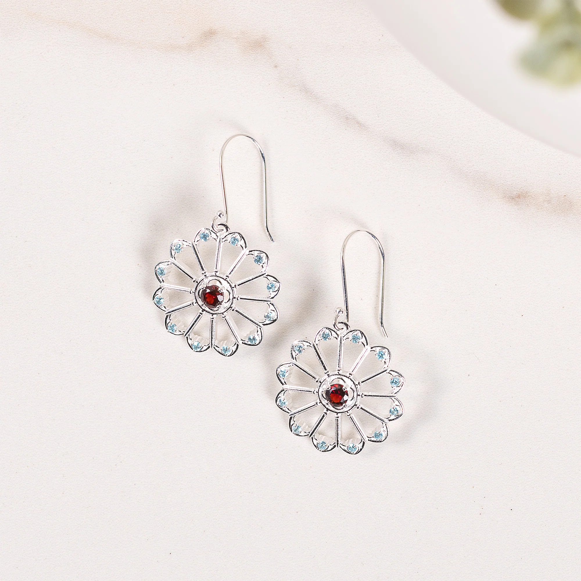 Sterling Silver Notre Dame Rose Window Earrings - With or Without Jewel Inlay - Image 4