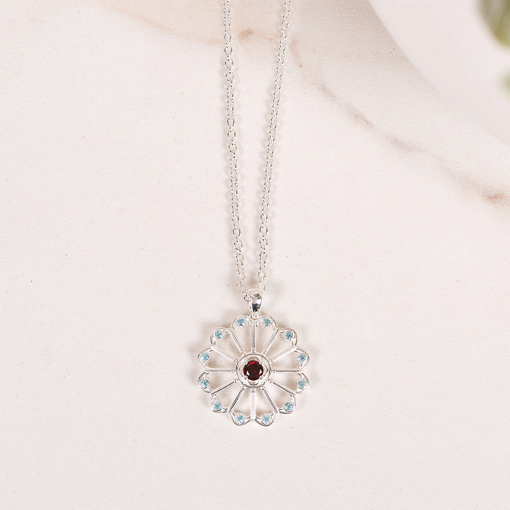 Sterling Silver Notre Dame Rose Window Necklace - With or Without Jewel Inlay - Image 2