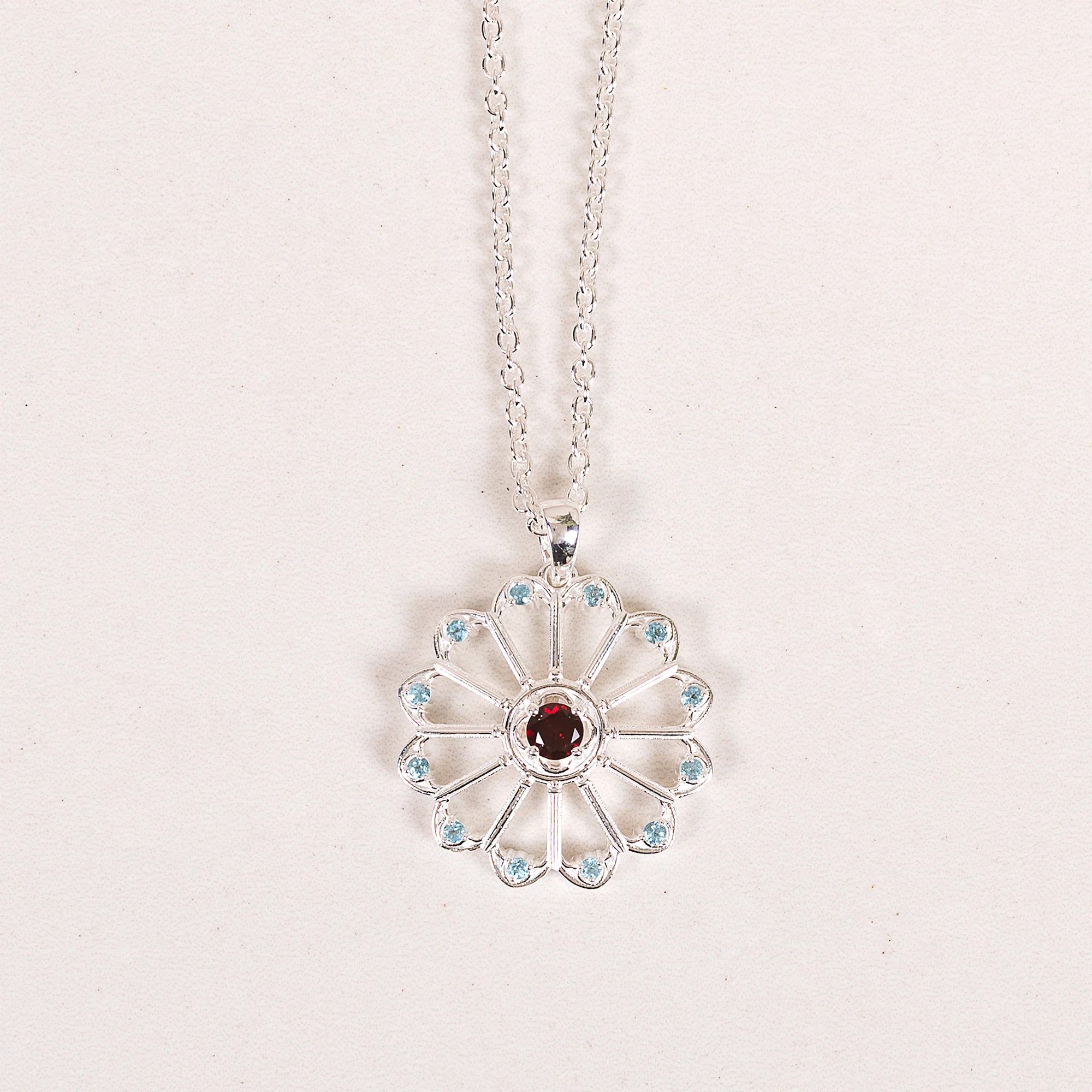 Sterling Silver Notre Dame Rose Window Necklace - With or Without Jewel Inlay - Image 3