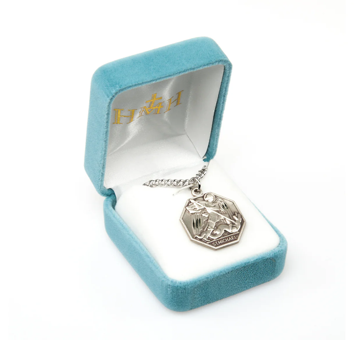 Sterling Silver Octagon St. Michael Medal Necklace - Image 4